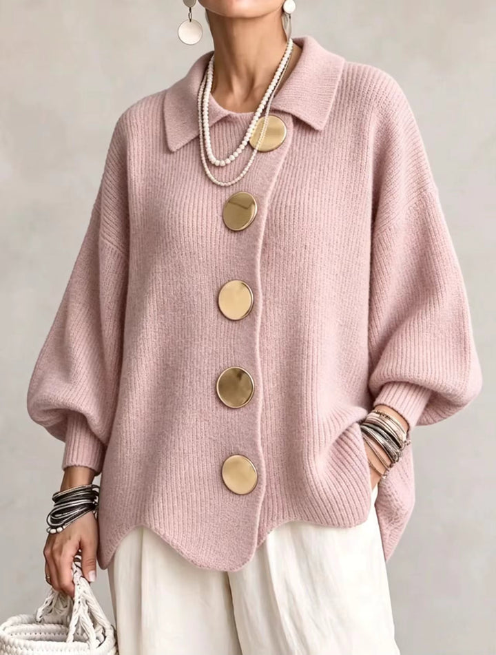 Elegant oversized-cardigan med iögonfallande knappar