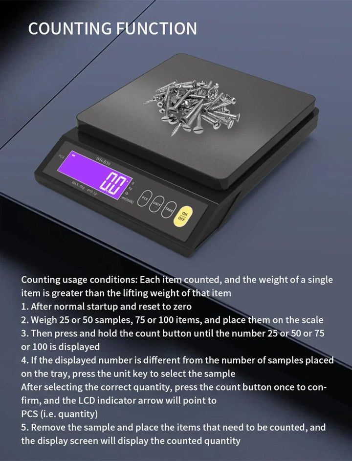 Elektronisk digital köksvåg 5 kg/0,1 g och 10 kg/1 g, LCD-skärm, helt vattentätt verktyg i rostfritt stål för matlagning