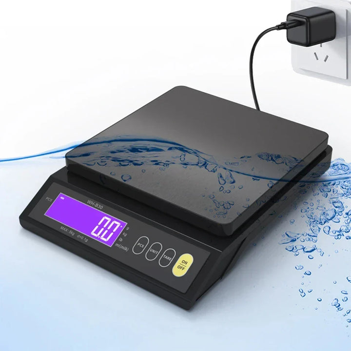 Elektronisk digital köksvåg 5 kg/0,1 g och 10 kg/1 g, LCD-skärm, helt vattentätt verktyg i rostfritt stål för matlagning