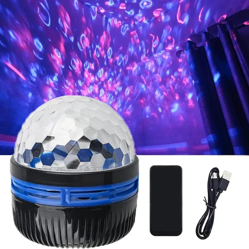 Polariva Norrskensprojektor | Musiksynkronisering & Fjärrkontroll | RGB-stämningsljus | USB-laddning | 7,8×7,8×8,7 cm