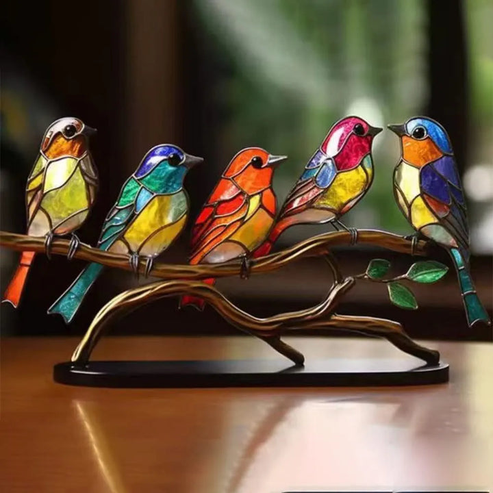 Dekorativ staty med färgglada fåglar på en gren - ColorBirds