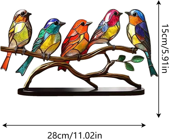 Dekorativ staty med färgglada fåglar på en gren - ColorBirds