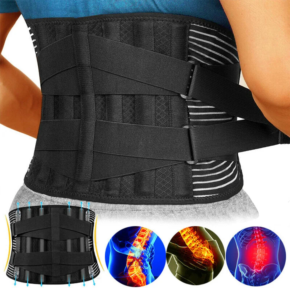 OrthoFlexa ryggstödsbälte | 360° ländryggsstöd med aluminium med minnesfunktion och stålfjädrar | Andningsbart och osynligt under kläderna