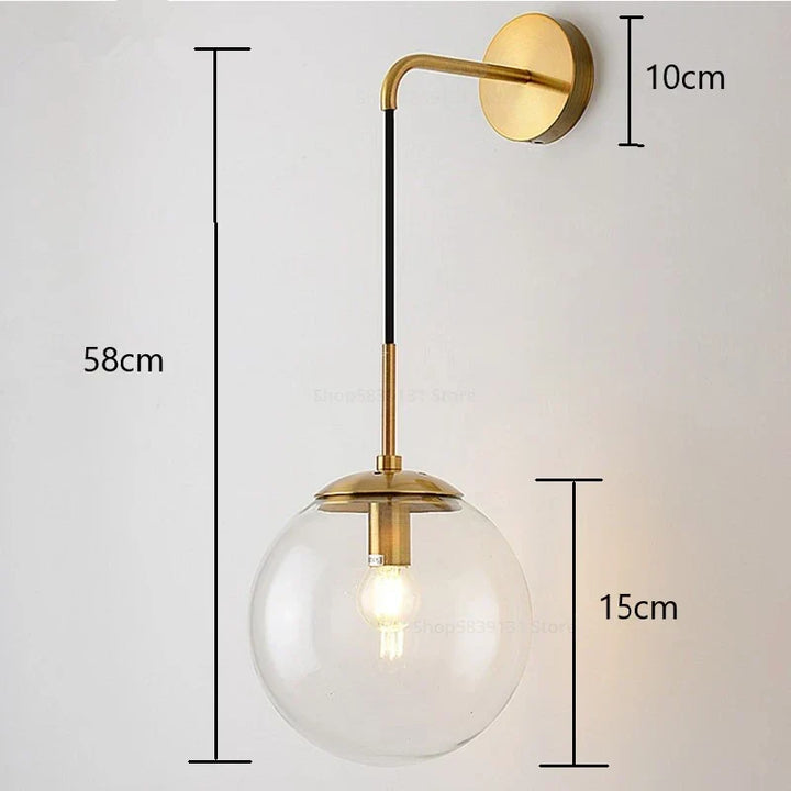 GlacioGlow vägglampa i glas, retrostil | Elegant sängbordslampa för varm stämningsbelysning