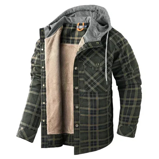 Män Hooded Plaid Tröjor Jacka