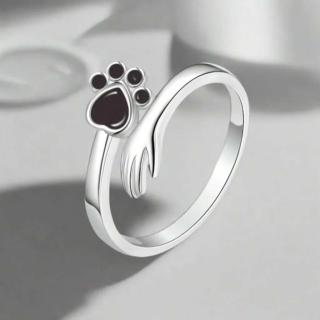 Justerbar ring i sterlingsilver – Design med hand- och tassavtryck