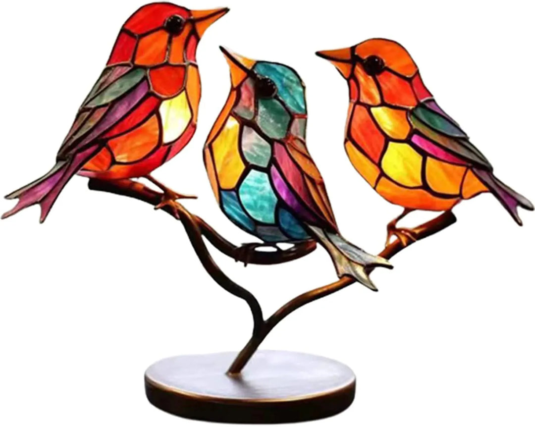 Dekorativ staty med färgglada fåglar på en gren - ColorBirds