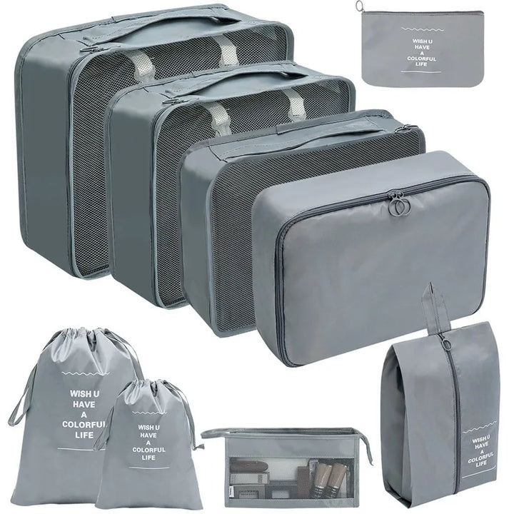 PackWunder reseorganiserarset 7/8/9/10 delar | Hopfällbar organiserare för resväskan | För kläder, skor och tillbehör