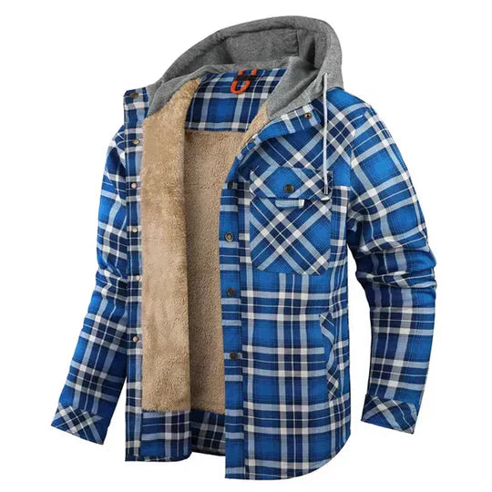 Män Hooded Plaid Tröjor Jacka