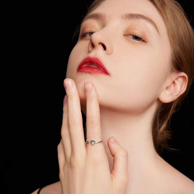 Tassring i sterlingsilver – Justerbar med zirkonia & emalj