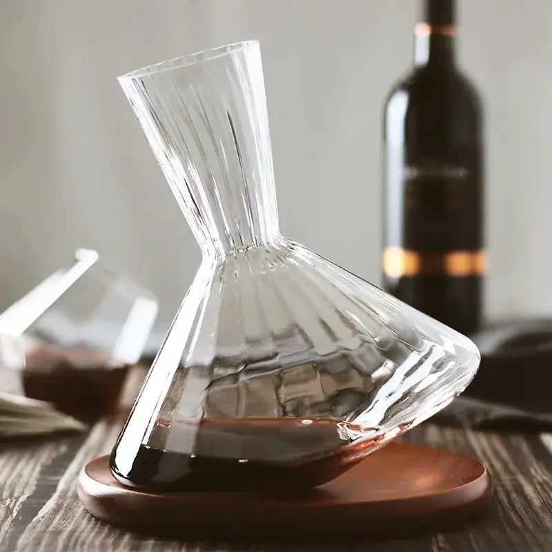 LuxeSwirl kristalldekantering | 360° roterande glaskaraff för vin, whisky och champagne