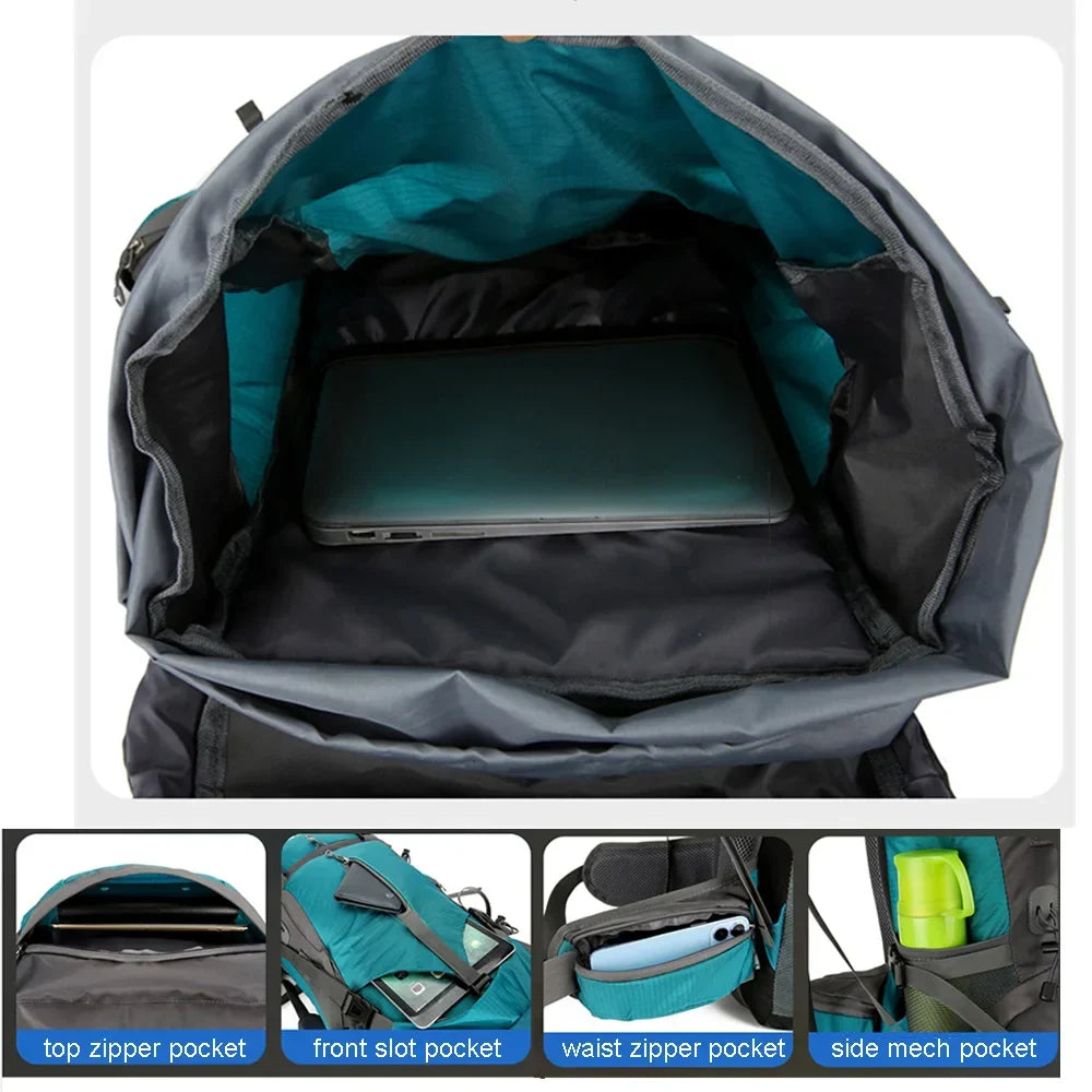Alpivento 70L Vandringsryggsäck | Vattentät Campingryggsäck med Regnskydd | Stor Friluftsryggsäck för Vandring, Bergsklättring och Resor  Varumärke: