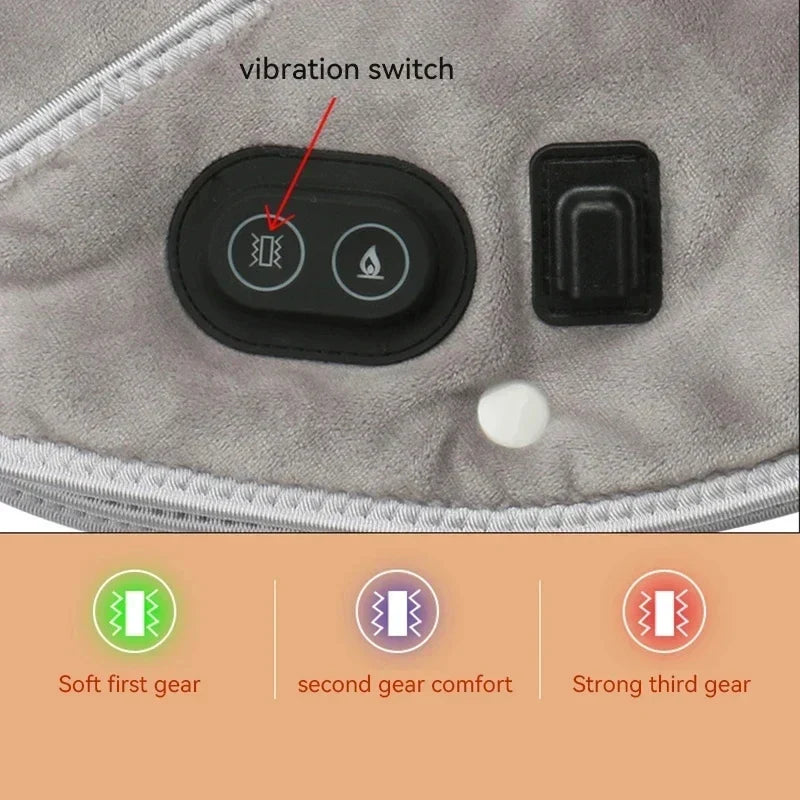 Värmemassageapparat för nacke och axlar ThermoLiva | USB-värmekudde med vibration | 3 temperaturnivåer och timer | Mjuk plysch
