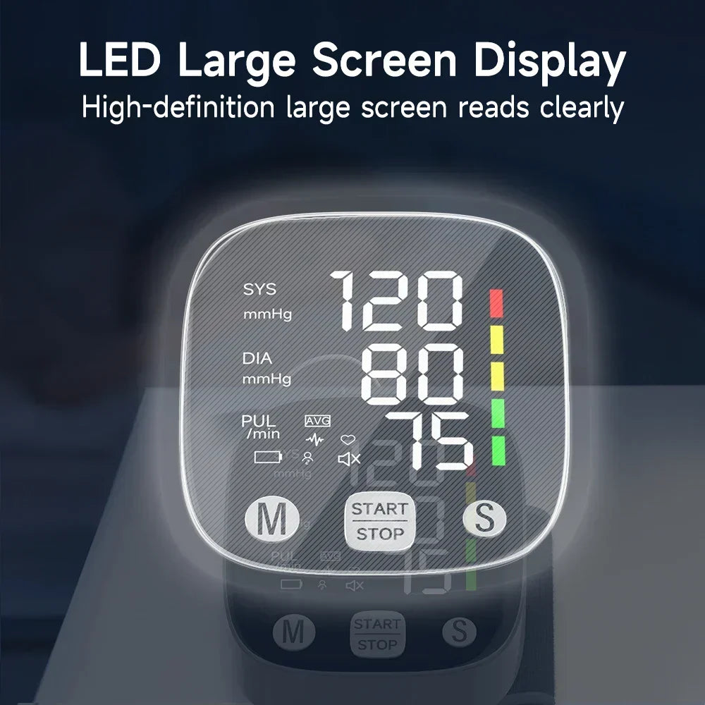 LED-blodtrycksmätare för handled med röstfunktion – HeartGuard