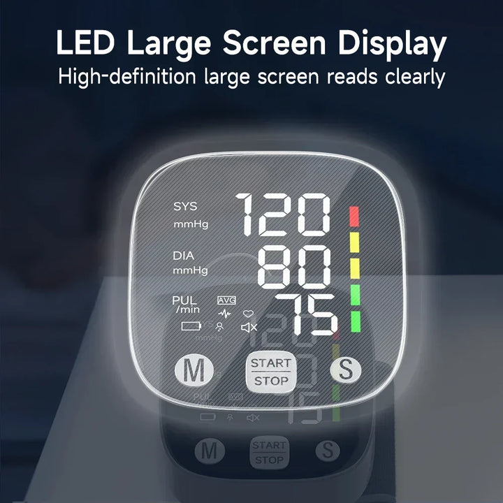 LED-blodtrycksmätare för handled med röstfunktion – HeartGuard