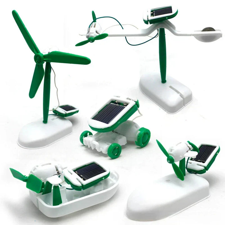 Solrobot-kit 6-i-1 – Bygg och lär med segelbåt, väderkvarn, bil och mer