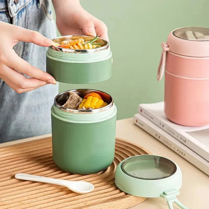 ThermoMeal termosbehållare i rostfritt stål | 530 ml / 710 ml | Isolerad mugg för soppa och lunch | Vattentät och hållbar
