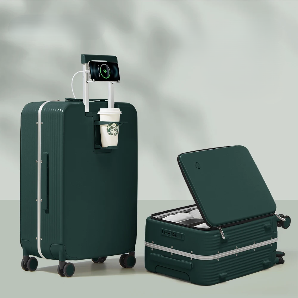Hårt resväska i aluminium med USB-port – Torino