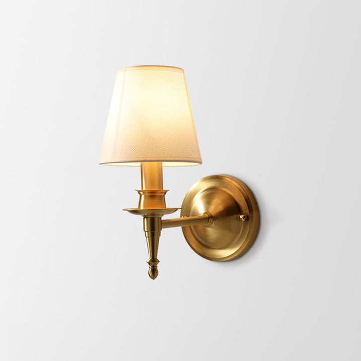 Vintage vägglampa Silva Landerne, 5 stilar, metall/tyg, guld, sovrum