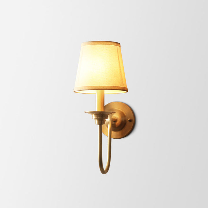 Vintage vägglampa Silva Landerne, 5 stilar, metall/tyg, guld, sovrum