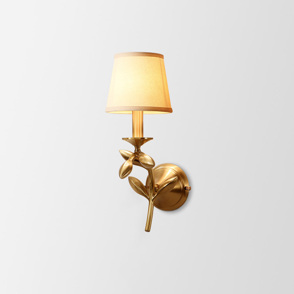 Vintage vägglampa Silva Landerne, 5 stilar, metall/tyg, guld, sovrum
