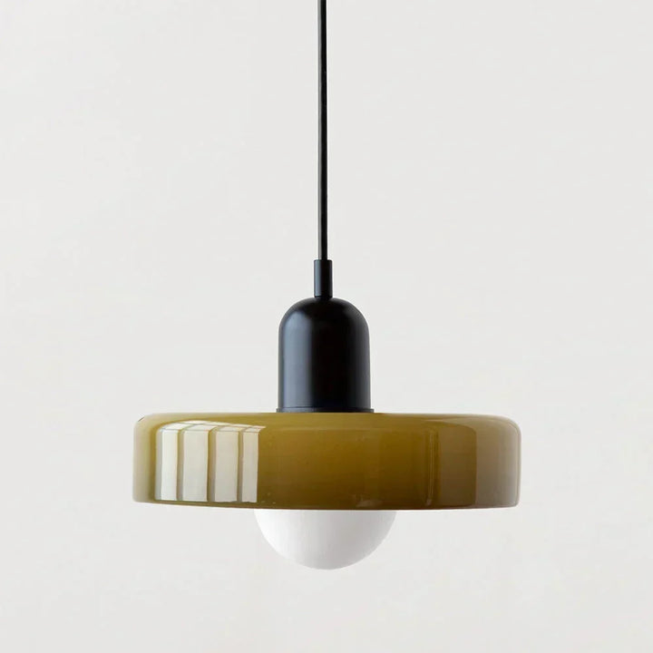 Taklampa i Bauhausstil med blyinfattat glas