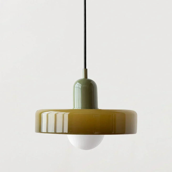 Taklampa i Bauhausstil med blyinfattat glas