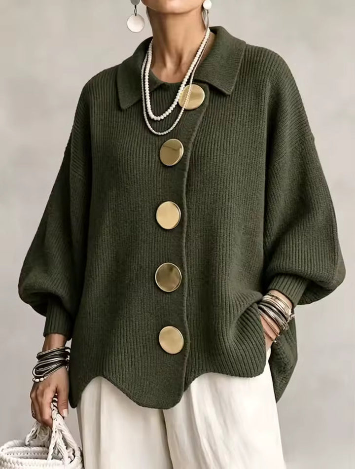 Elegant oversized-cardigan med iögonfallande knappar
