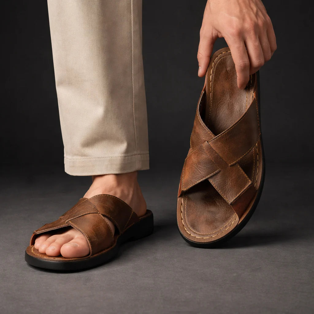 Herrsandaler | Design med korsade remmar & slip-in-komfort