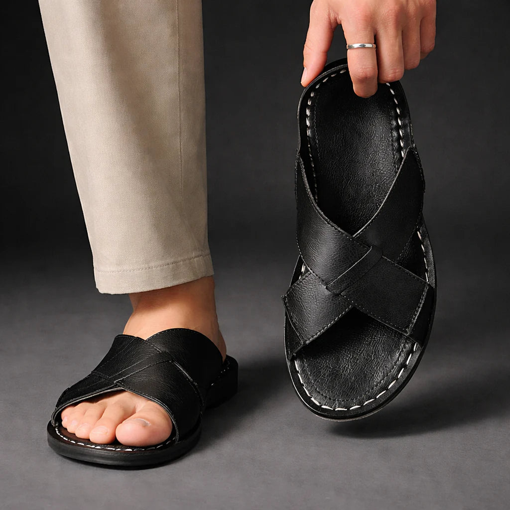 Herrsandaler | Design med korsade remmar & slip-in-komfort