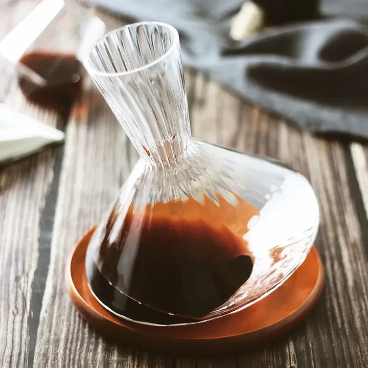 LuxeSwirl kristalldekantering | 360° roterande glaskaraff för vin, whisky och champagne