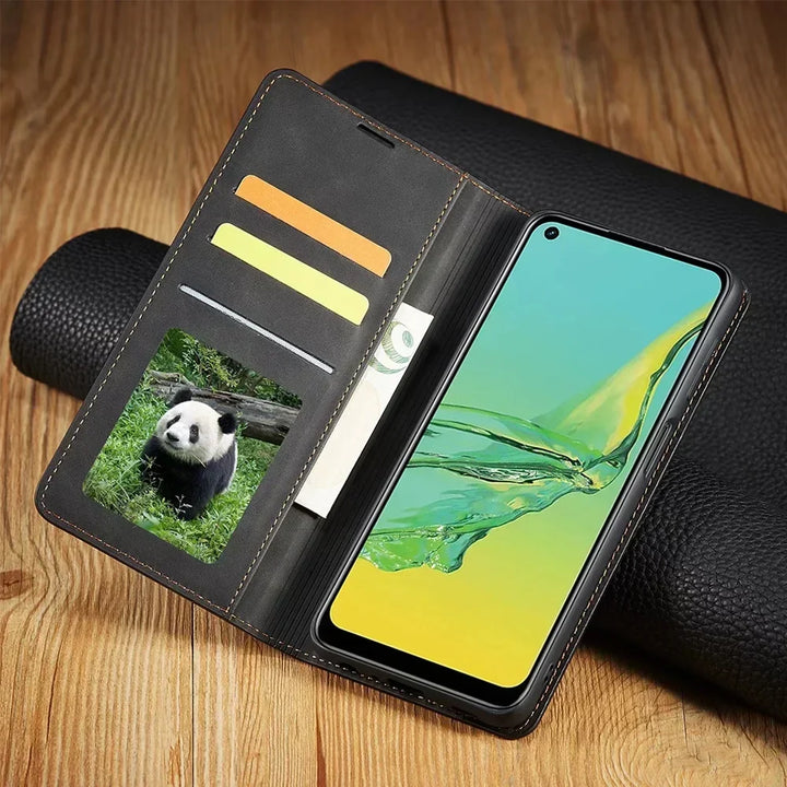 Smartphonefodral: magnetiskt läderfodral för elegant skydd