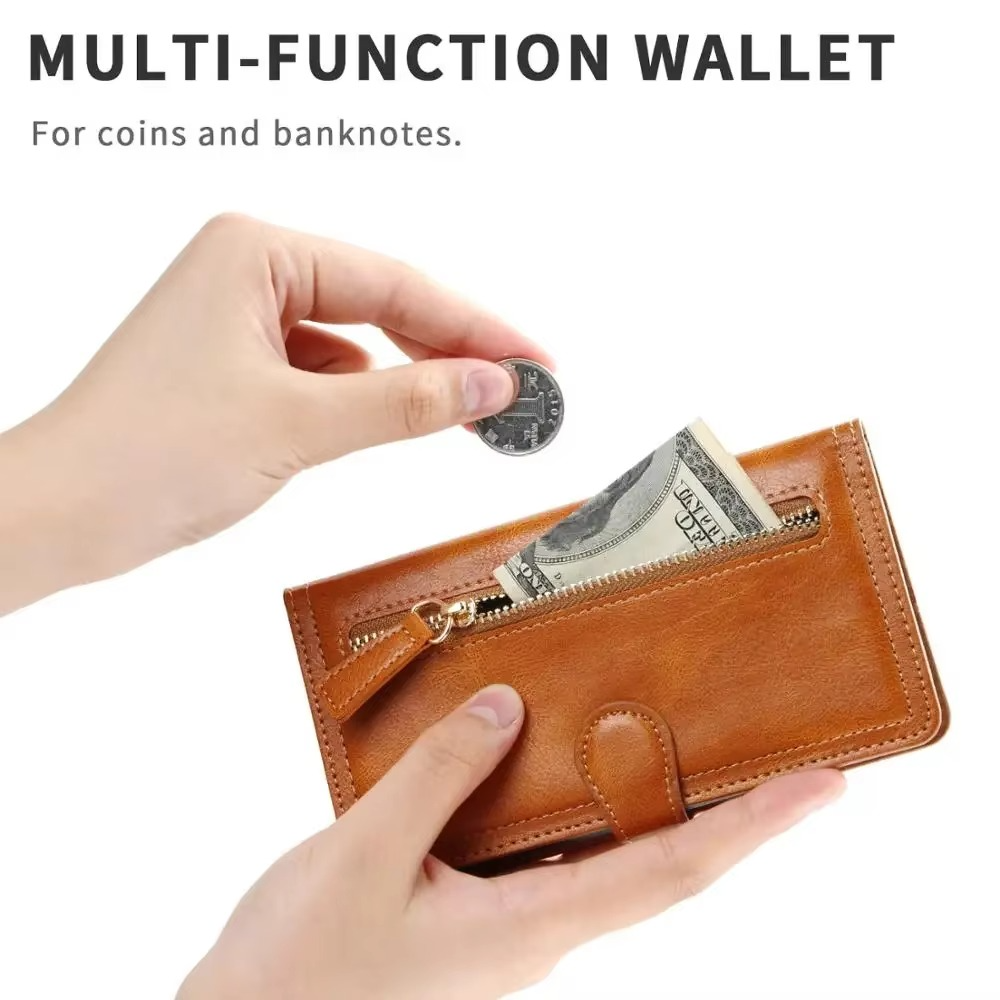 Premium plånboksfodral i läder för iPhone med stativfunktion
