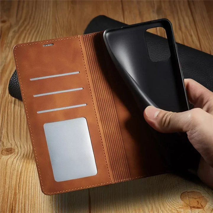 Smartphonefodral: magnetiskt läderfodral för elegant skydd