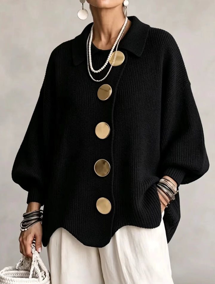 Elegant oversized-cardigan med iögonfallande knappar