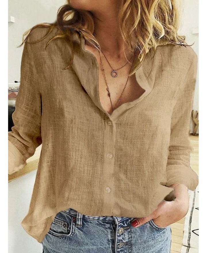 Långärmad blus med elegant drapering och mjukt tyg