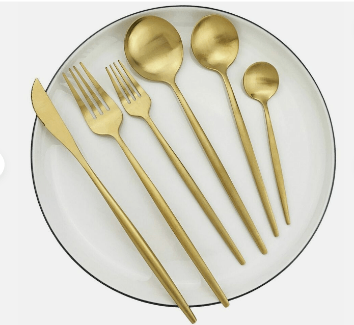 Set Bestick i Rostfritt Stål Luxe – Design i Guldfärg | 24 delar / 48 delar