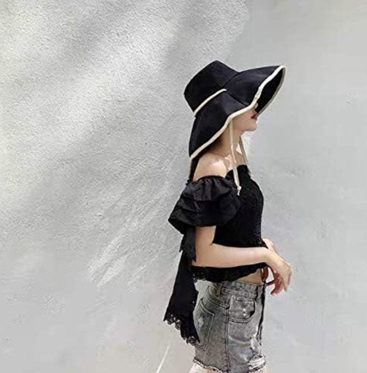 Stort damsolhatt med bred brätte – Livia