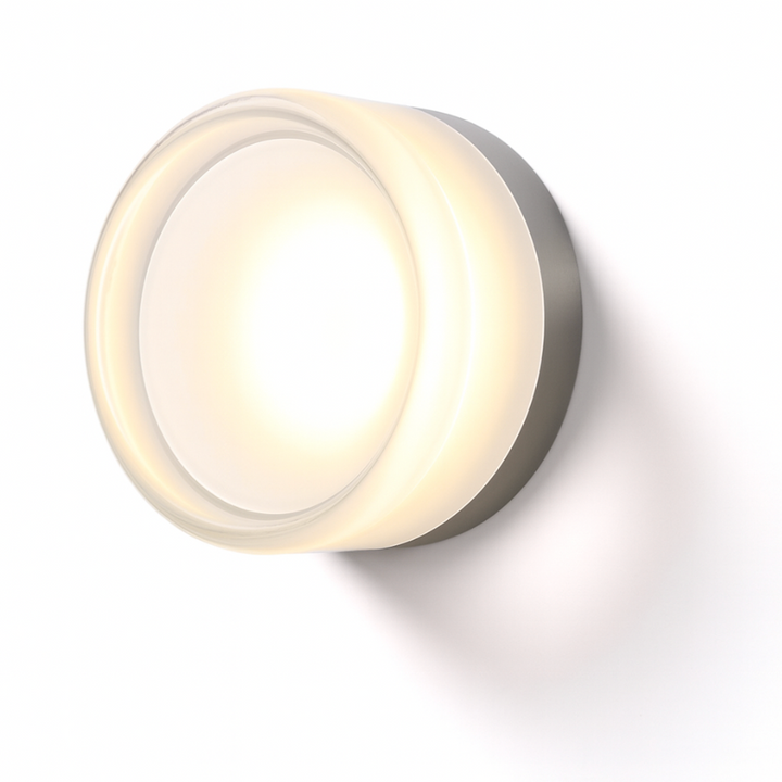 Rund modern vägglampa i glas med LED, 1 ljuskälla