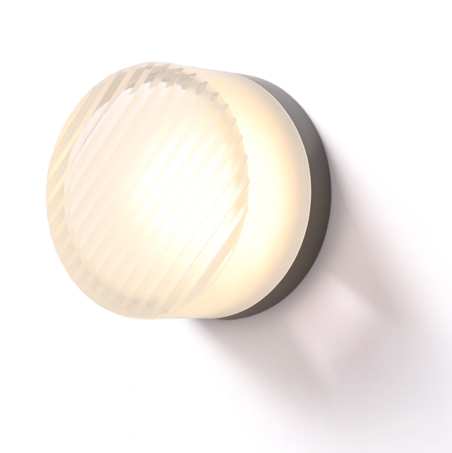 Rund modern vägglampa i glas med LED, 1 ljuskälla