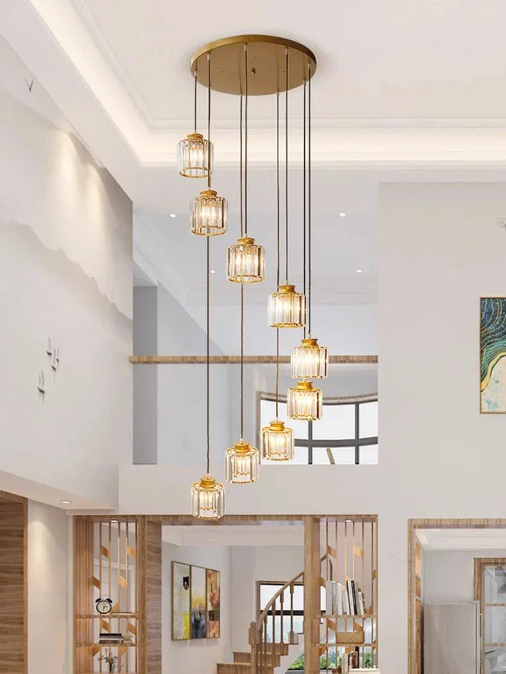 Lång Glasljuskrona för Trappor och Entréer