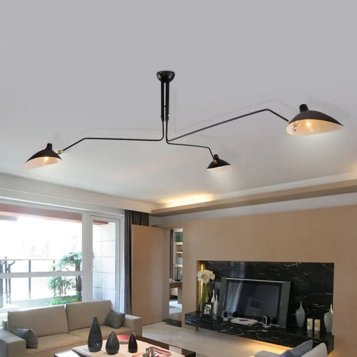 Svart taklampa med vridbara armar – modern design