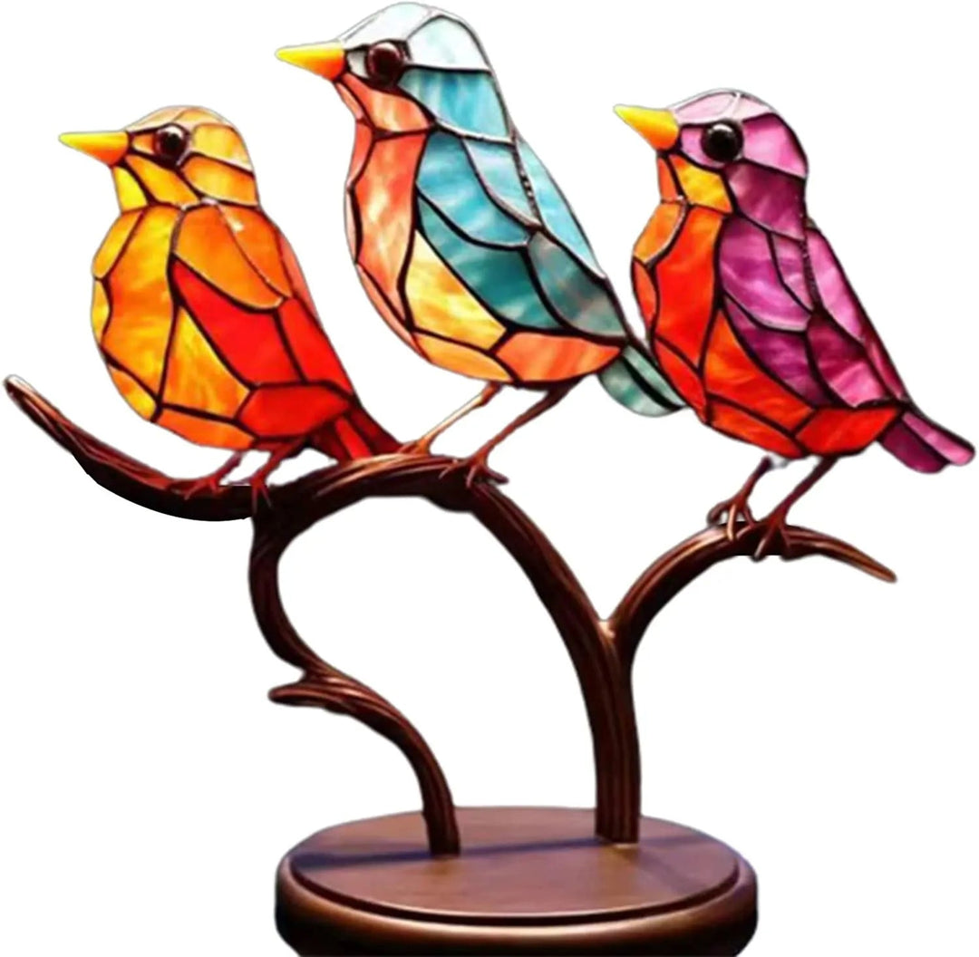 Dekorativ staty med färgglada fåglar på en gren - ColorBirds