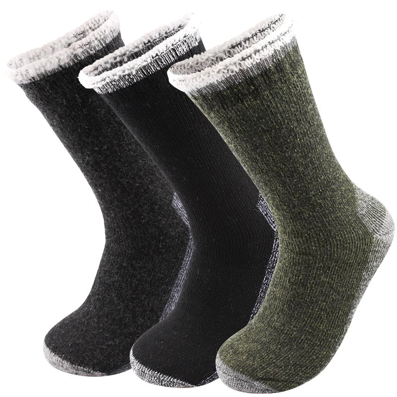 Merinoullstrumpor för herr | Termiska vinterstrumpor | 3-pack | Frotteinsida & medellång