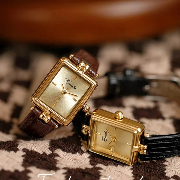 Sienna - elegant kvartsklocka med guldfärgat armband
