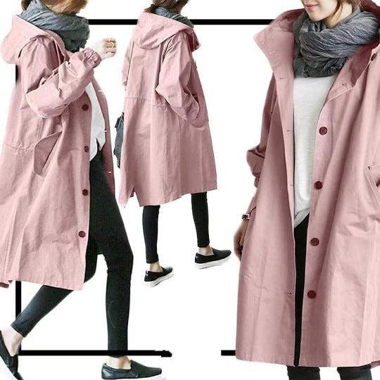 Vattentät damtrenchcoat med huva