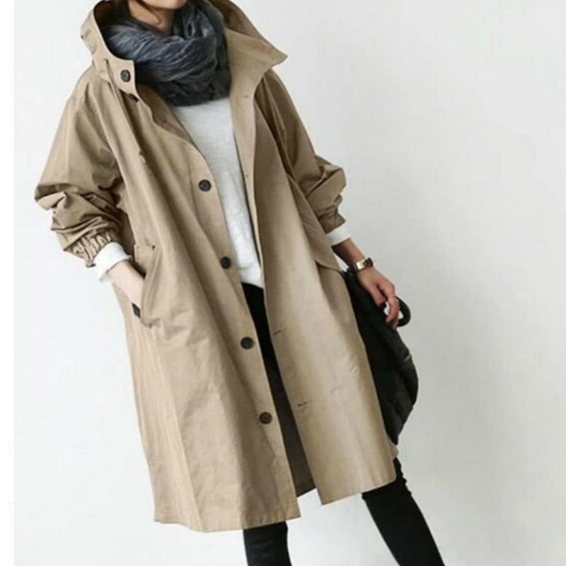 Vattentät damtrenchcoat med huva
