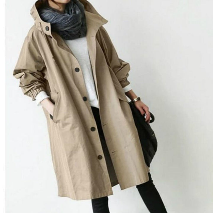 Vattentät damtrenchcoat med huva