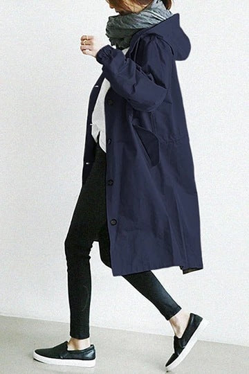 Vattentät damtrenchcoat med huva