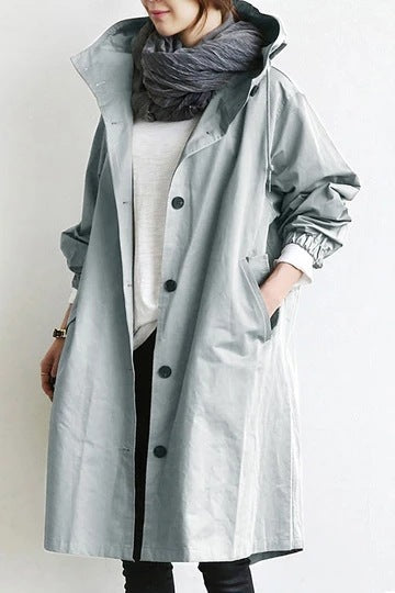 Vattentät damtrenchcoat med huva